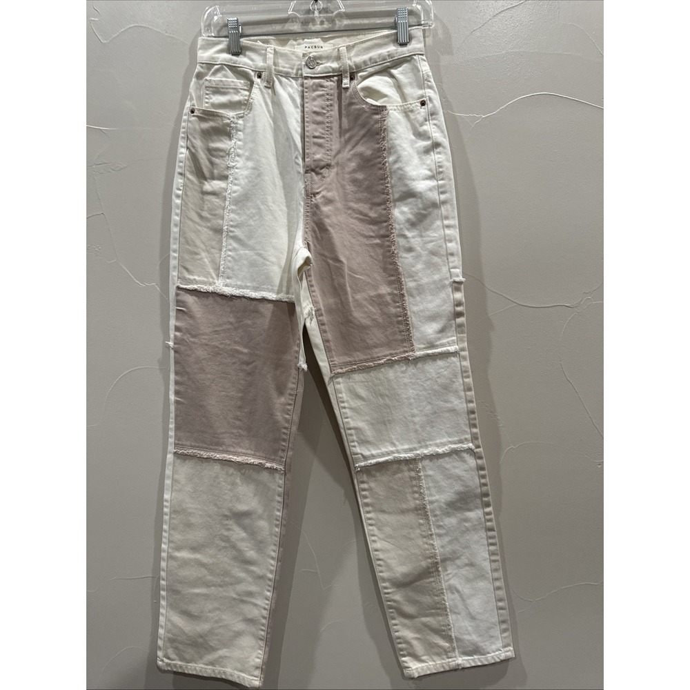 PACSUN Dad Jean 26 Two-Tone 90s‎ Light Wash Colorblock Boho Buttonfly